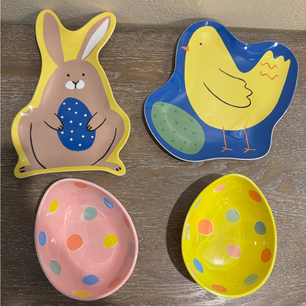 Target Melamine Bunny and Chick Appetizer Kids Plates & Bowls Spring Easter Set